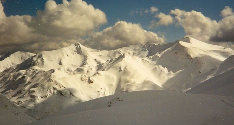 Ski-ing on Mt. Vogel in the Julian Alps of Slovenia