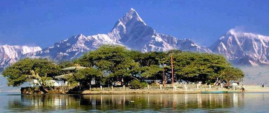 Mount Macchapucchre ( The Fishtail Mountain ) from Phewa Tal at Pokhara in Nepal