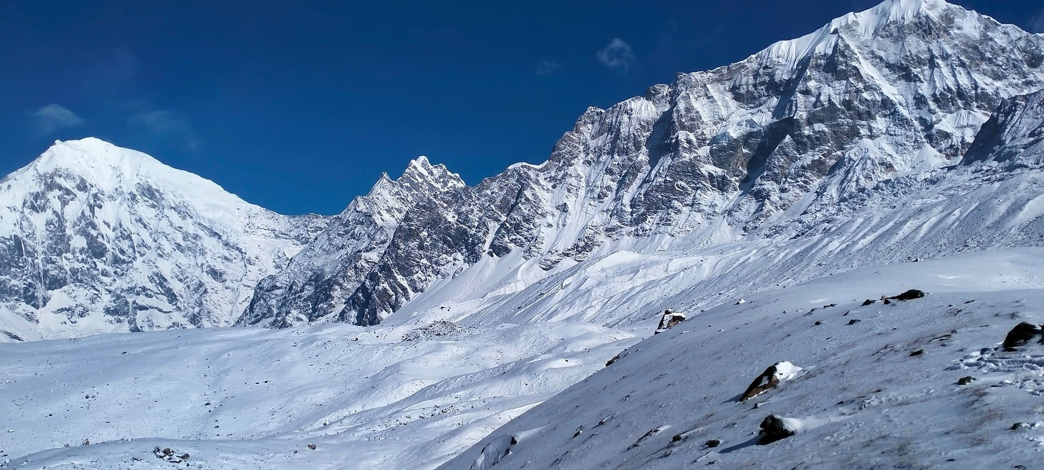 Mt.Langtang Lirung, Kimshung and Shalbachum from Yala Peak