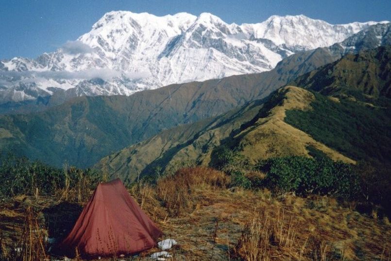 Annapurna South and Annapurna I from camp at Khorchon