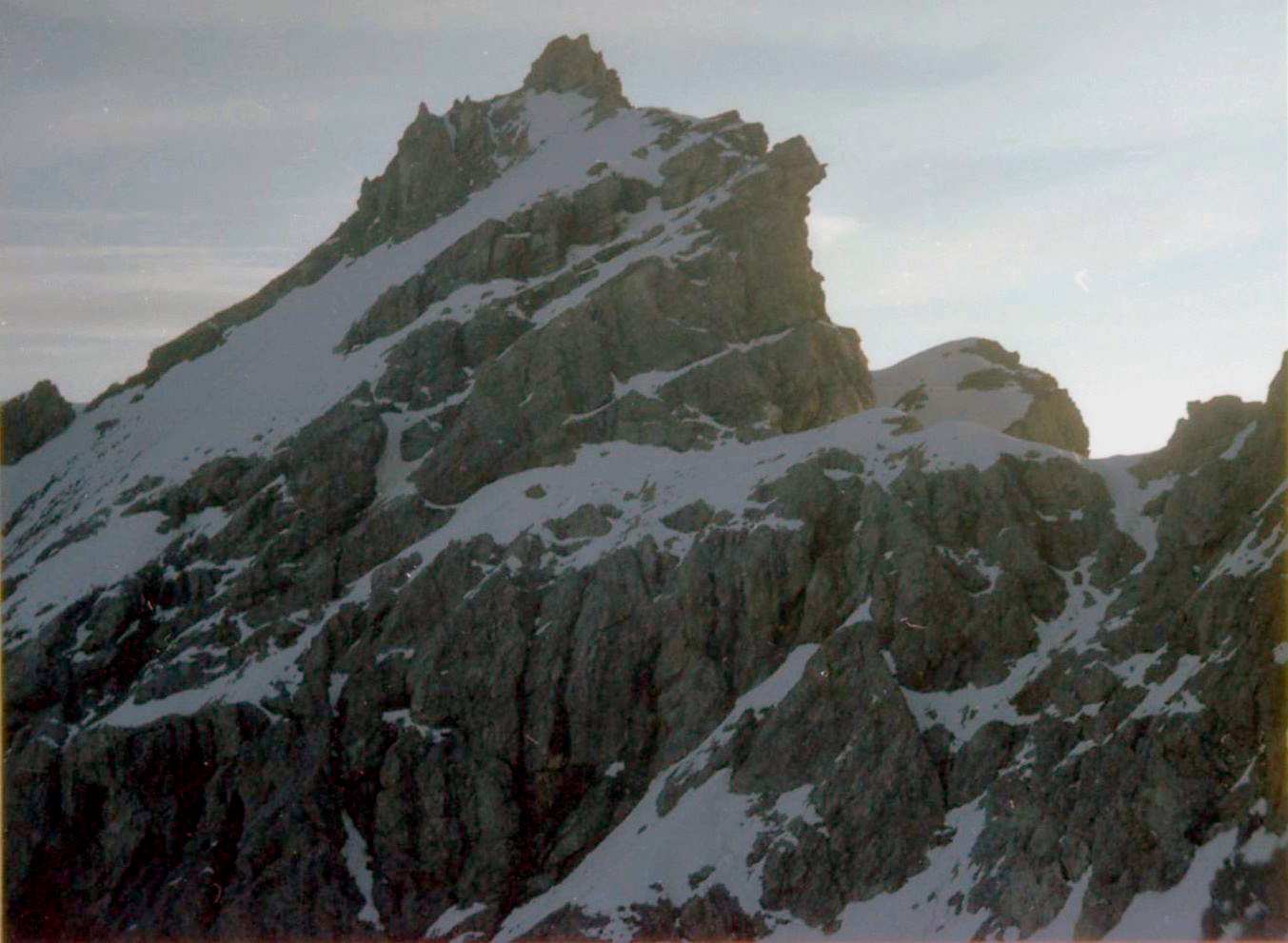 Traverse of rock tower on ascent of the Ortler ( Cima Ortles )