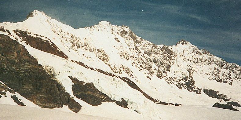 Taschhorn, Dom and Lenzspitze from above Saas Fe