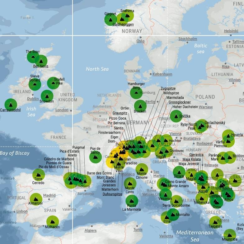 Europe Mountains Map