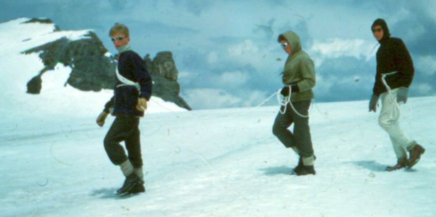 On descent of Morganhorn in the Bernese Oberlands of the Swiss Alps