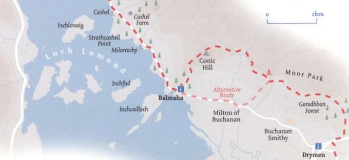 Route Map of West Highland Way from Carbeth to Drymen