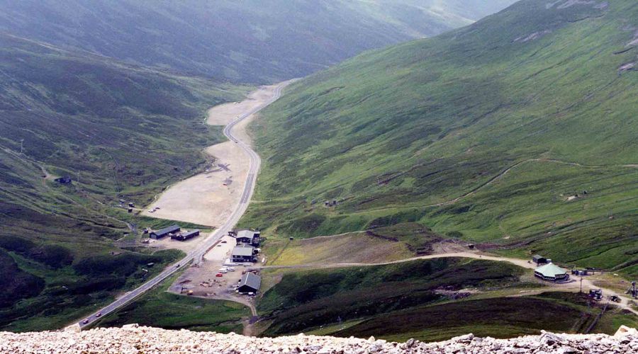 Glenshee Ski Centre from Carn Aosda in the Eastern Highlands