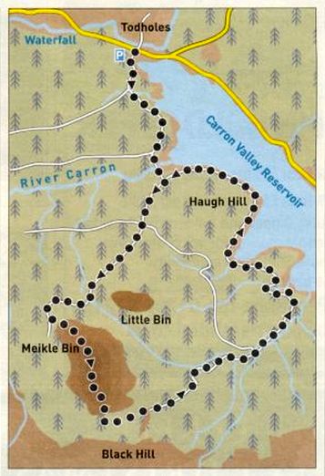 Map and Route Description for Meikle Bin in the Campsie Fells