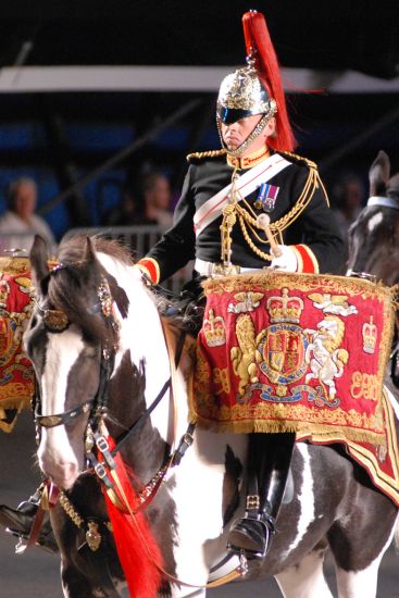 Drummer on horseback at the Edinburgh Military Tattoo at Edinburgh Castle