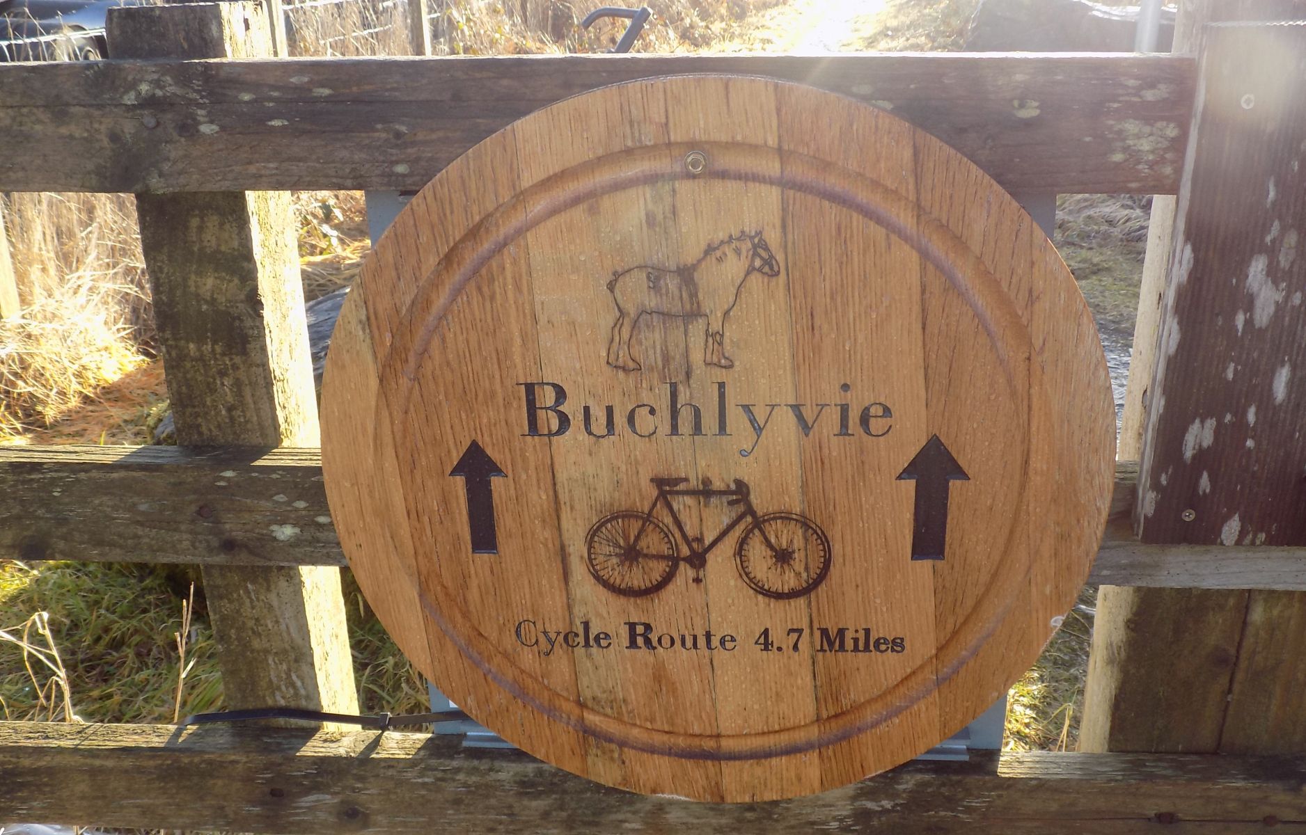 Signpost on the track of the old railway line to Buchlyvie