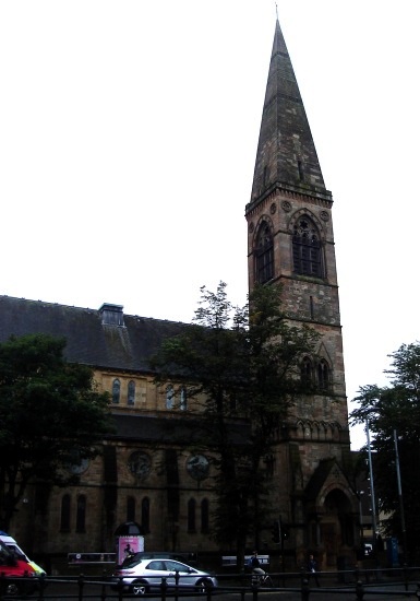 Former Kelvinside Free Church in Great Western Road at Byres Road in Glasgow