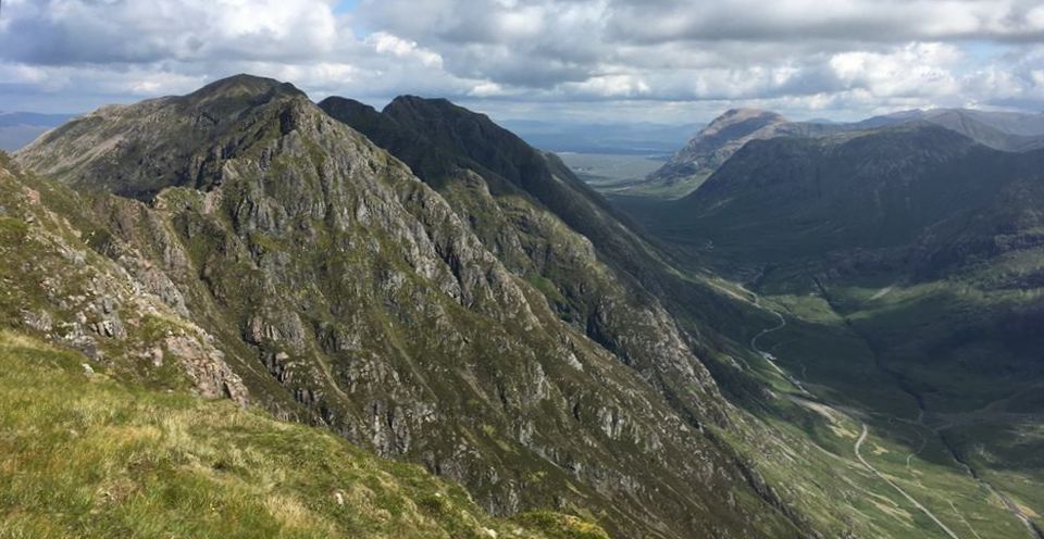 View from Aonach Eagach Ridge in Glencoe in the Highlands of Scotland