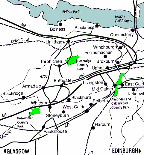 Location map for Beecraigs Country Park