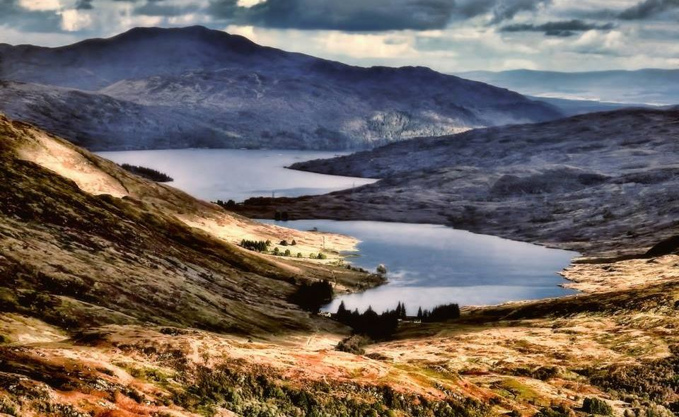 Loch Arklet, Loch Katrine and Ben Ledi from Ben Vane